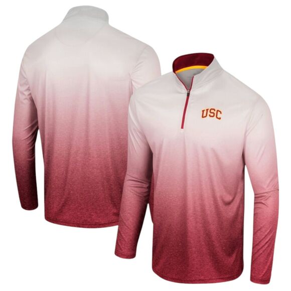 Cardinal USC Trojans Windshirt Colosseum Mens Large White  1/4 Zip Athletic - Picture 3 of 11